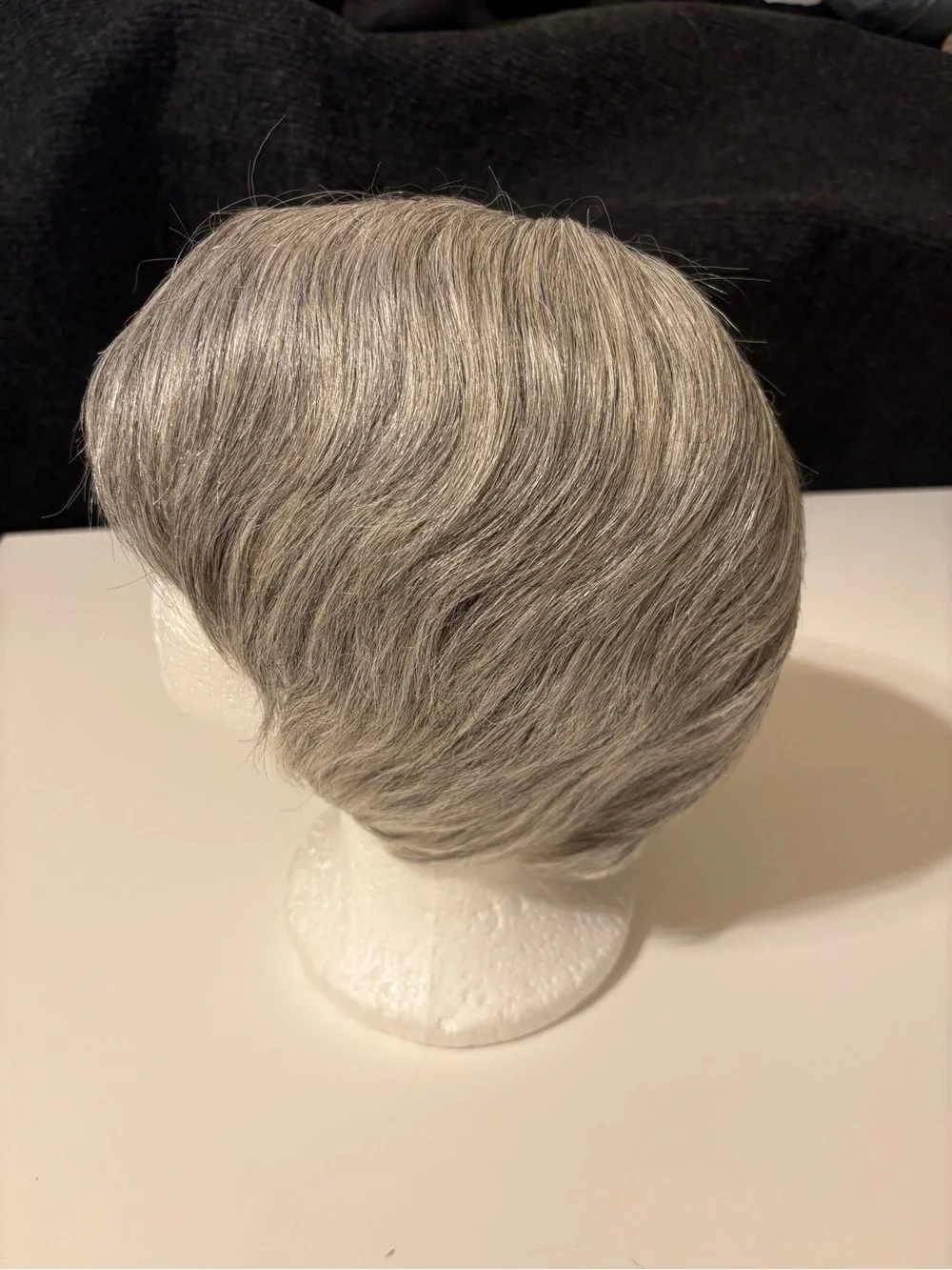 Gray Short Layered Women's Wig Real Human Hair- Unbranded